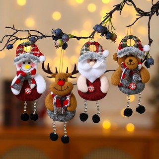 Christmas_ จี้ตุ๊กตาซานตาคลอส กวางเรนเดียร์ หมี ปอมปอม 3D แฮนด์เมด สําหรับแขวนตกแต่งต้นคริสต์มาส ปาร์ตี้