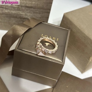 {Boutique พร้อมส่ง} SERPENTI VIPER แหวนเหล็กชุบทอง ประดับมุก และเพชร คุณภาพสูง สไตล์เกาหลี เรโทร แฟชั่นสําหรับผู้หญิง 2023