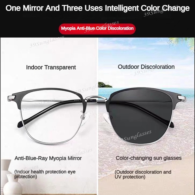 แว่นตาโฟโตโครมิก-ป้องกันรังสีอัลตราไวโอเลต-เปลี่ยนสีได้-สําหรับผู้หญิง-และผู้ชาย