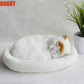 Darby ตุ๊กตาสัตว์จําลอง ขนฟู เหมือนจริง ตกแต่งภายในรถยนต์ หายใจ แมว ตกแต่งบ้าน นอนหลับ ของเล่นยัดไส้