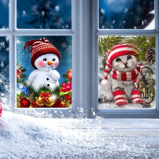 Christmas_ สติกเกอร์ ลายสโนว์แมน คริสต์มาส สําหรับตกแต่งผนังบ้าน หน้าต่าง ปาร์ตี้คริสต์มาส