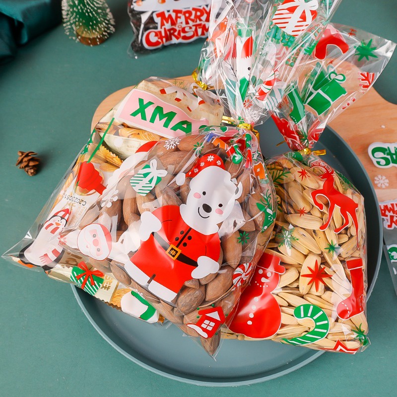 ถุงกระดาษแก้ว-ลายซานตาคลอส-เกล็ดหิมะ-สําหรับใส่ขนม-คุ้กกี้-ตกแต่งปาร์ตี้คริสต์มาส-ปีใหม่-50-ชิ้น