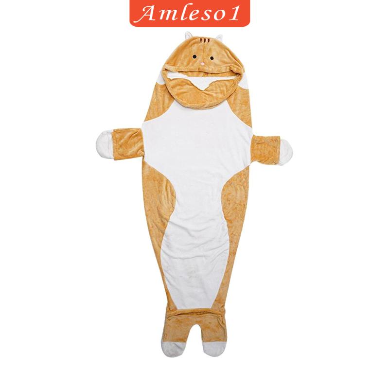 amleso1-ผ้าห่ม-ผ้าสักหลาด-มีฮู้ด-ลายการ์ตูนแมว-สําหรับปาร์ตี้ฮาโลวีน