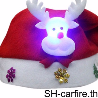 หมวกคริสต์มาส ลายการ์ตูนซานต้า กวาง สโนว์แมน มีไฟ LED สําหรับผู้ใหญ่ 1 2 3 5