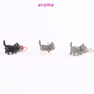 Aroma พวงกุญแจ จี้รูปแมวเดินเล่นน่ารัก สําหรับคู่รัก เครื่องประดับ กุญแจรถยนต์ กระเป๋าสัตว์เลี้ยง