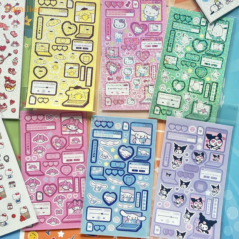 sanrio-families-gt-สติกเกอร์-ลายอนิเมะ-hello-kitty-kuromi-my-melody-cinnamoroll-สําหรับตกแต่งของเล่นเด็ก-3-ชิ้น