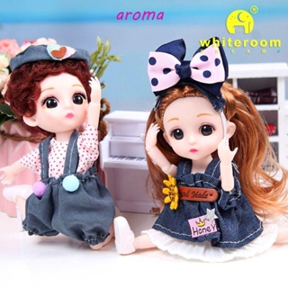 Aroma Bjd ตุ๊กตาและเสื้อผ้า ของเล่นเด็กผู้หญิง แฟชั่น Diy 1/8 แต่งตัว ของเล่นตุ๊กตาข้อต่อ ของขวัญเด็กผู้หญิง ของเล่นเด็ก ตุ๊กตาเจ้าหญิง โมเดล