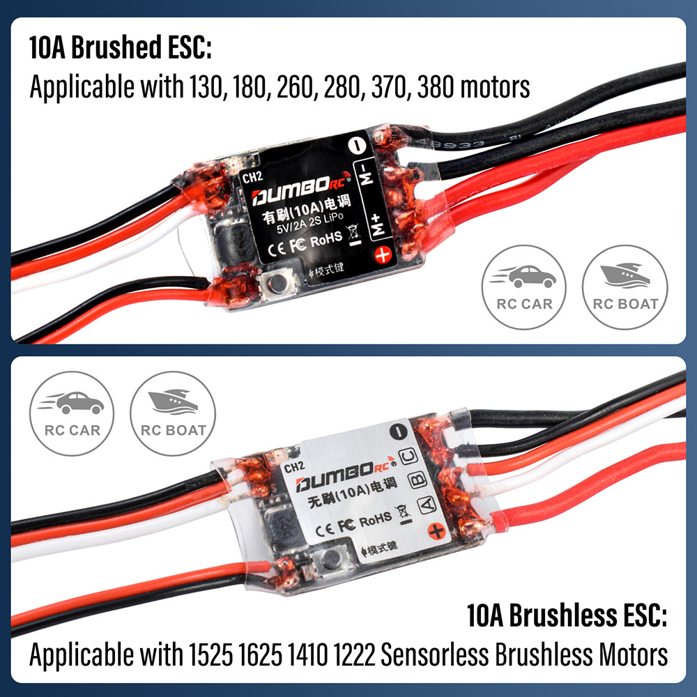 ใหม่ DUMBORC 10A ESC Mini 10A แปรง Brushless ESC รีโมทคอนโทรล ESC 2S ...