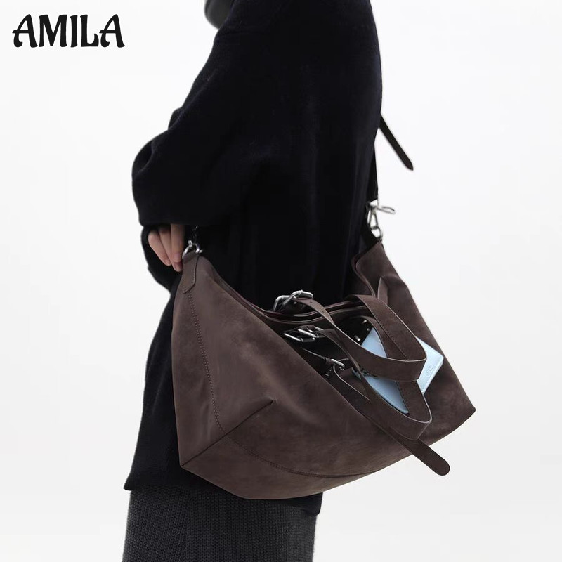 Amila แฟชั่นเกาหลีความจุขนาดใหญ่ Totes ใหม่ Future Functional Matte Texture กระเป๋าสะพายไหล่ความจุขนาดใหญ่