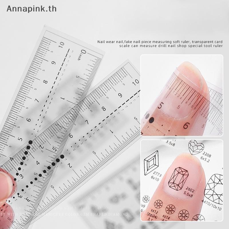 Annapink.th Art Ruler Nail Rhinestones วัดไม้บรรทัด PVC ขนาดเล็บ ...