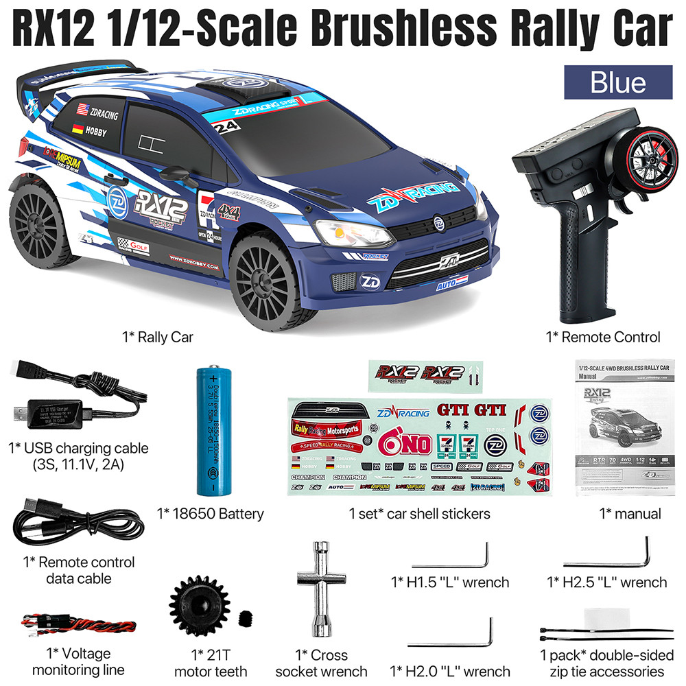 ZD Racing RC รถ 1:12 Scale RX12 รถไร้แปรงถ่าน 70 กม./ชม.รถ 4WD 2200mAh ...
