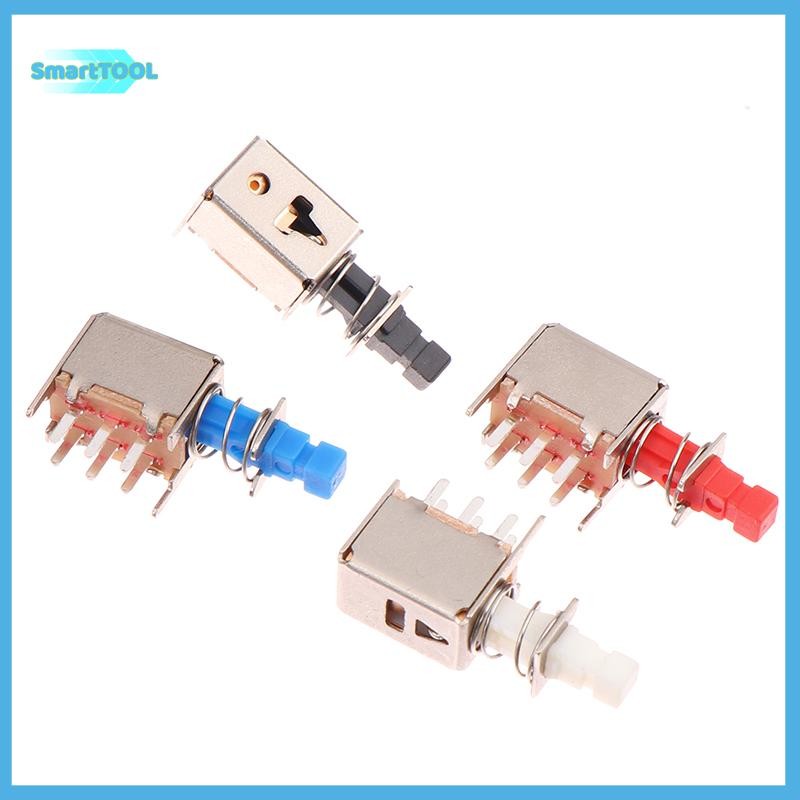 Utzn> 10 ชิ้น A03 มุมขวา PCB Latching สวิตช์ปุ่มกด DPDT เสาคู่ 6 พิน ...