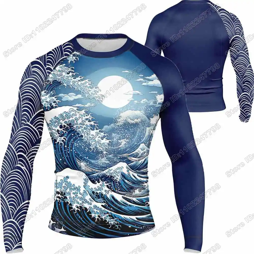 2025 Great Wave Rash Guard Jiu Jitsu BJJ MMA เสื้อยืดแขนยาวสำหรับ ...