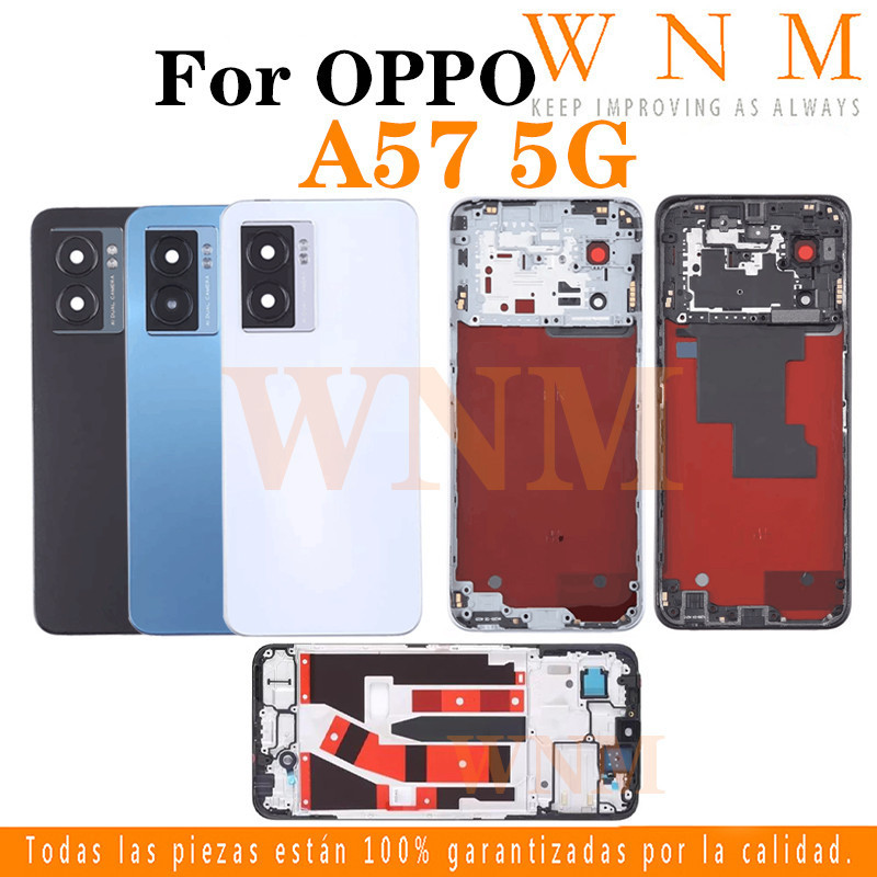 สําหรับ OPPO A77 CPH2339 A57 5G LCD กรอบด้านหน้า Bezel ฝาหลังแบตเตอรี่ ...
