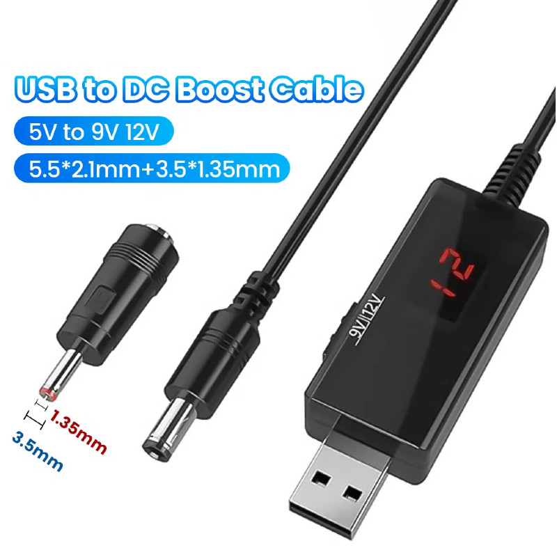 Olaf USB to DC สายไฟ 5V ถึง 9 V/12 V Digital Boost Converter USB เป็น ...