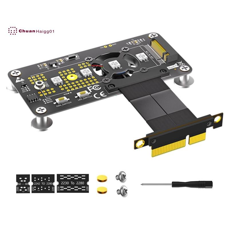 Riser Card M.2 M-Key NVME SSD ถึง PCIe X4 สายพัดลมระบายความร้อน RGB LED ...