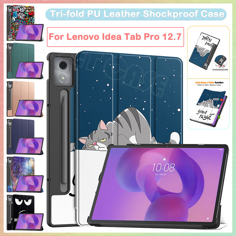Coque Pour Lenovo Idea Tab Pro 12.7 Pouces 2025 (TB373FU, TB375FC) - Avec Rangement Pour Stylet - Etui Veille/réveil Auto - Noir - 14