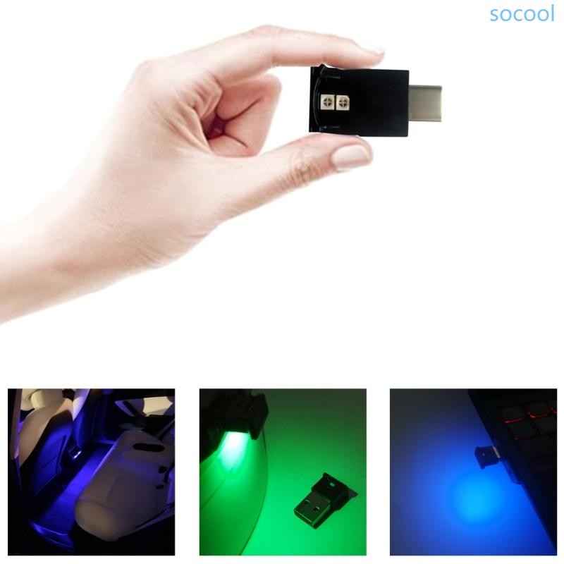 Soc * 8 สี Mini USB-C ไฟ LED รถบรรยากาศอัตโนมัติไฟนีออน Plug And Plays ...