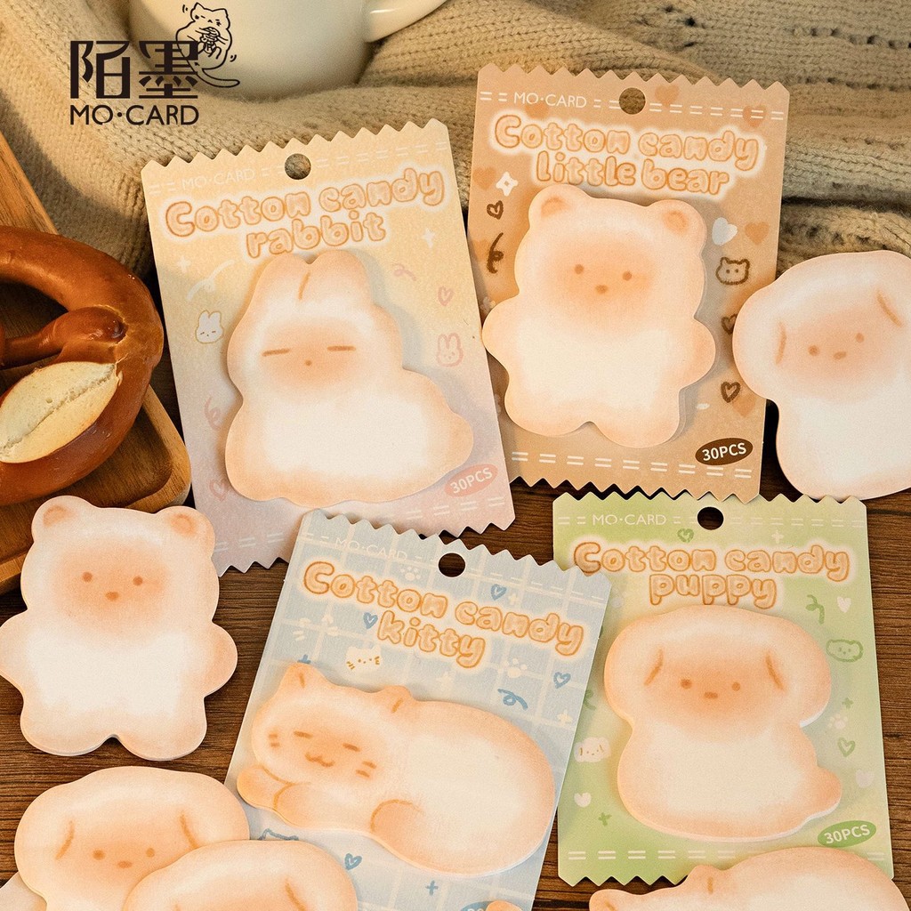 Puffocat ˇ 30 แผ่น Sticky Notes Soft Soft Marshmallow Series สัตว์ ...