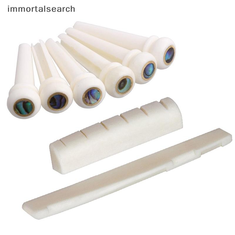 IMMO String กีตาร์กระดูก Bridge Pins Saddle Nut Ivory สำหรับกีตาร์อะคู ...