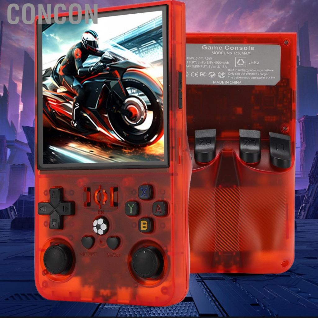 Concon ใหม่ R36MAX คอนโซลเกมมือถือ 4 นิ้วหน้าจอ IPS 720x720 เปิด Pla ...