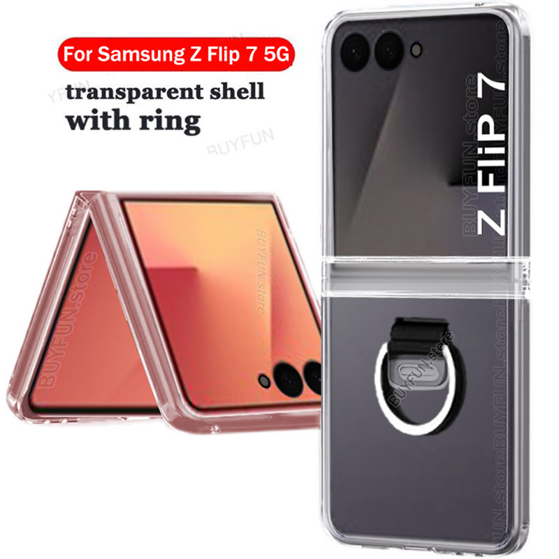 transparent shell with ring For Samsung Galaxy Z Flip 7 5G ZFlip7 zFlip ...