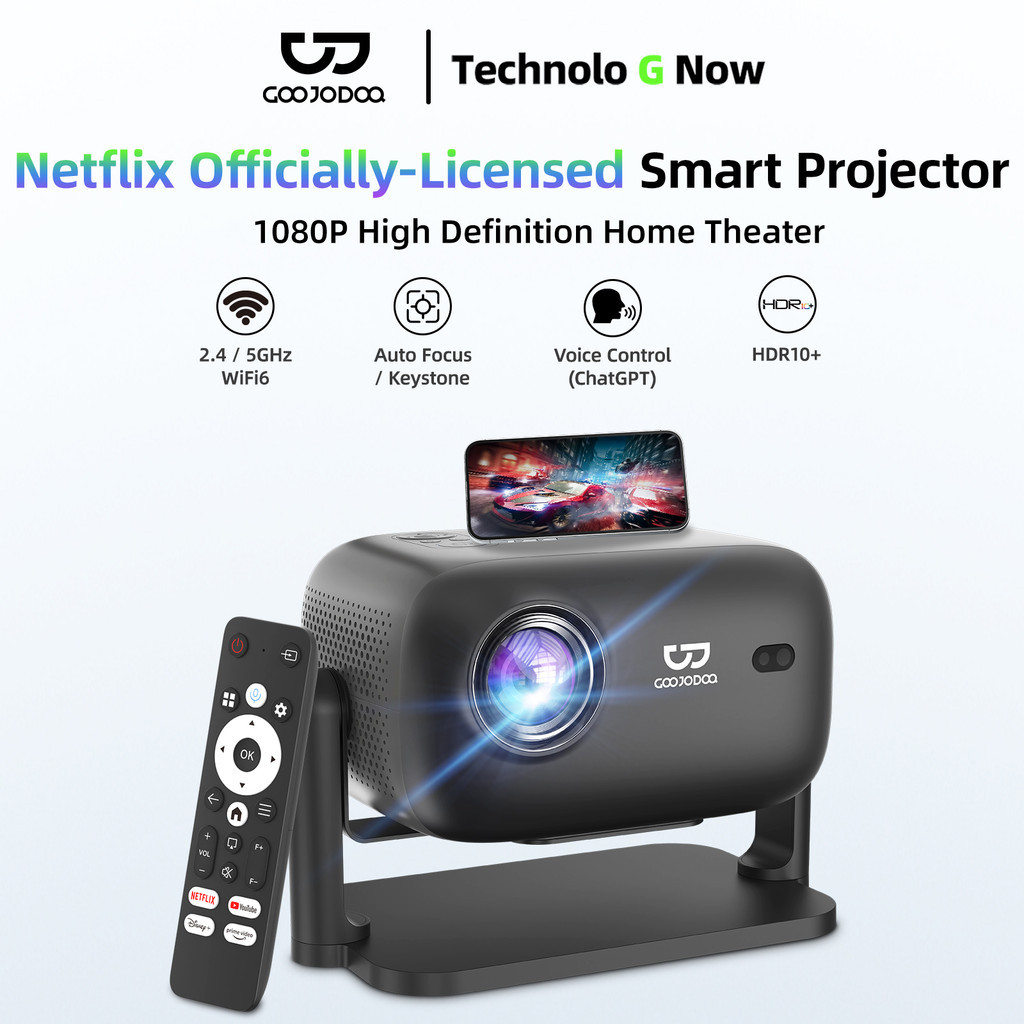 GOOJODOQ High-Definition LCD Projector Smart Bluetooth AI Voice Control ...