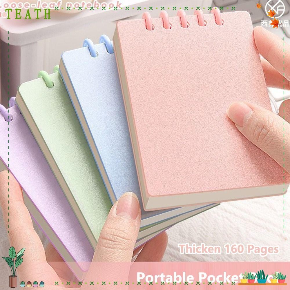 TEATH Mini Notebook, 80Sheets Loose-leaf Pocket Notebook, การ์ตูนแนวนอน ...