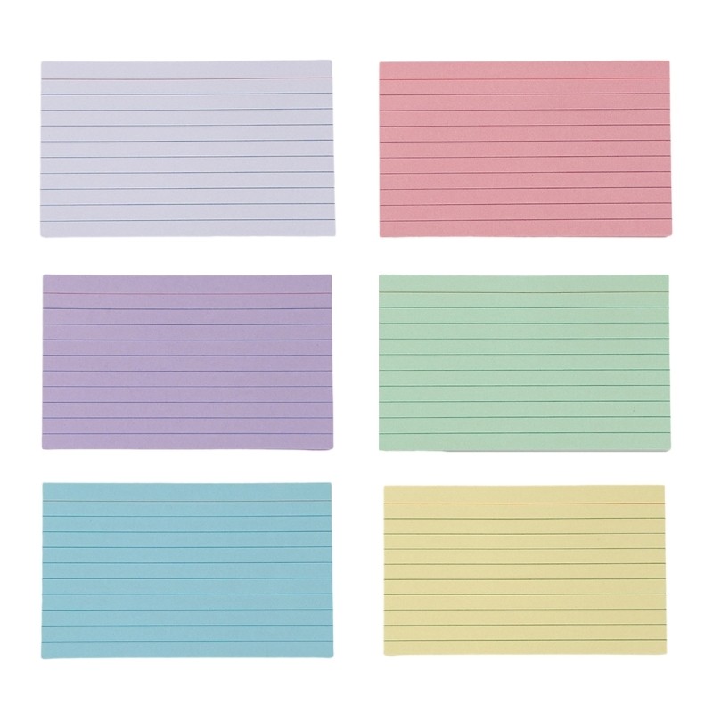 Estone 50 แผ่น Indexcard สีสันสดใส 3x5 นิ้ว Ruled Notecard Lined Study ...