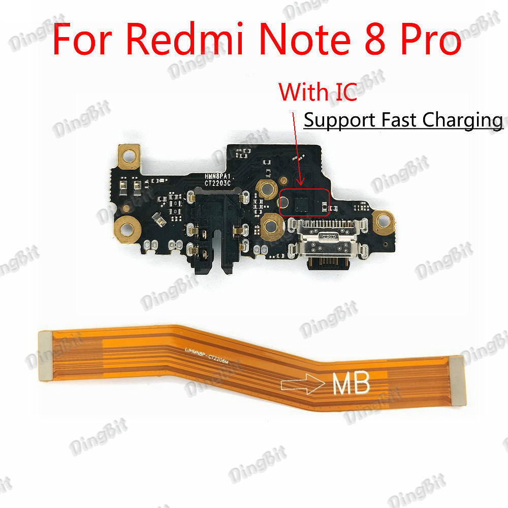 สําหรับ Xiaomi Redmi หมายเหตุ 8 Pro USB แท่นชาร์จพอร์ตพร้อมขั้วต่อ IC ...