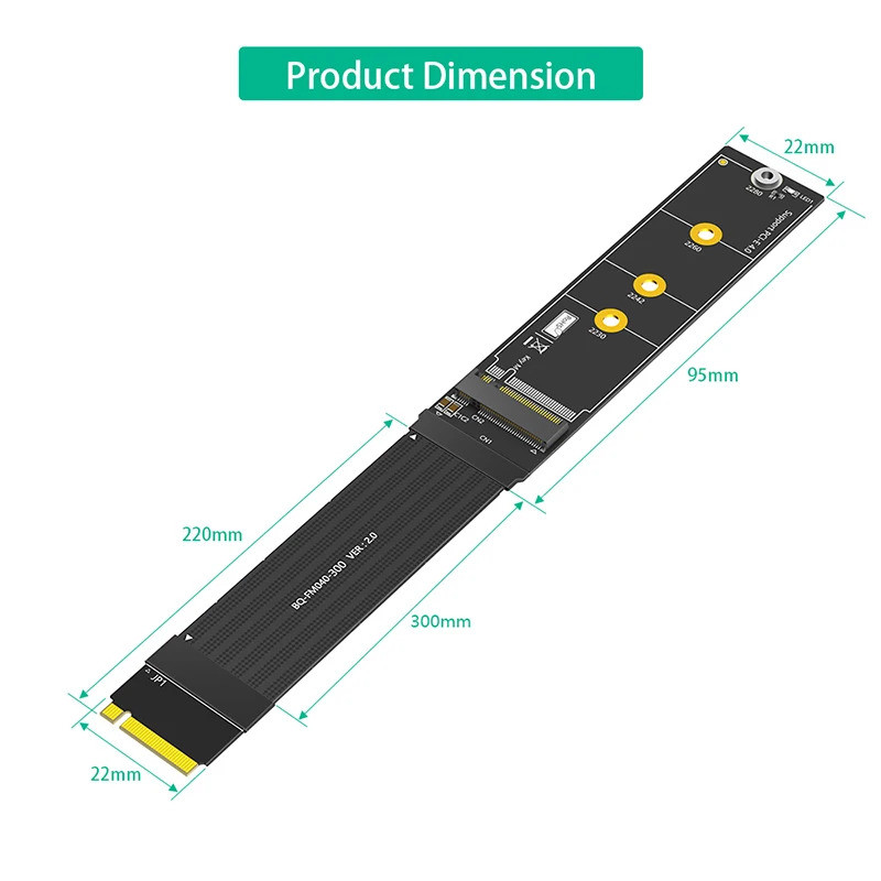 30 ซม.M2 NVME SSD สาย 180 องศา PCI Express 4.0 X4 M Key Extender รองรับ ...