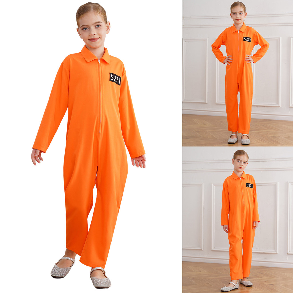 Yeahdor เด็กนักโทษเครื่องแต่งกาย One Piece แขนยาว Prisoner Jumpsuit ...