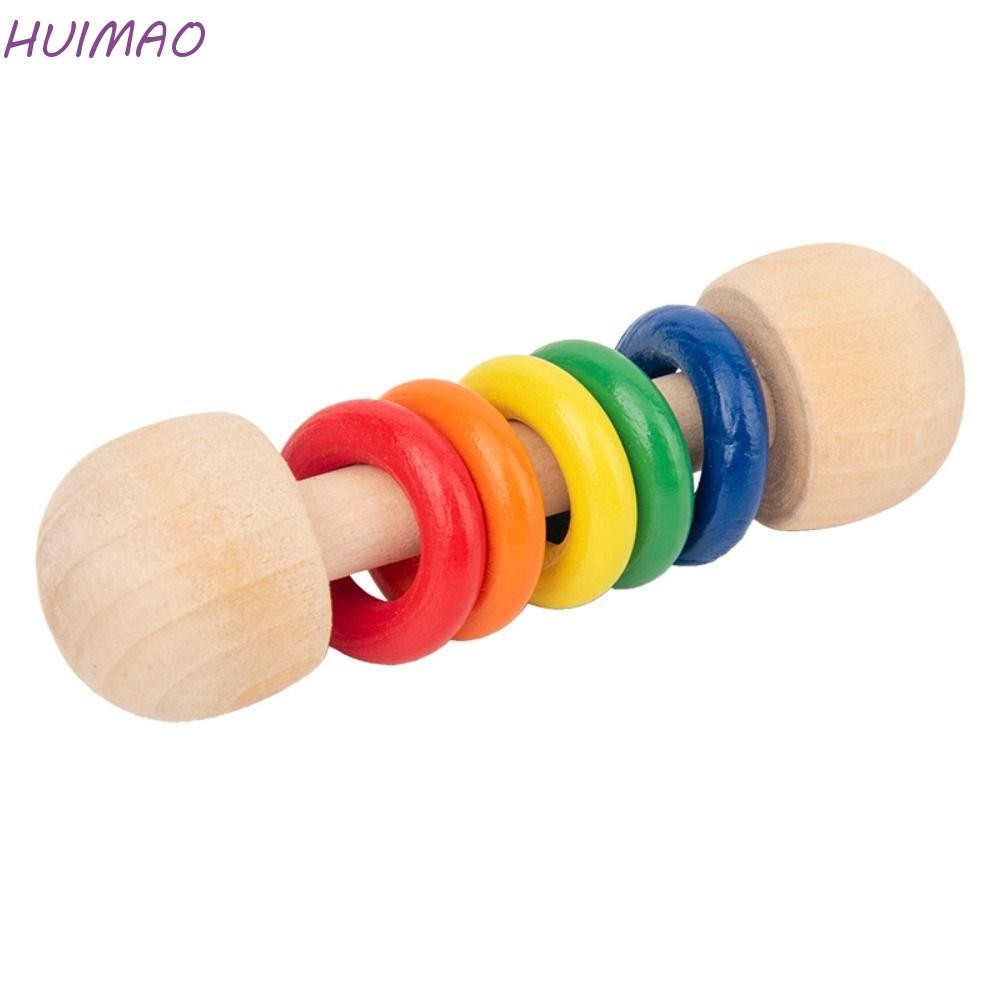 Huimao ไม้ Baby Rattle ของเล่น,ไม้ Rainbow แหวนดนตรี HandBell Rattle ...