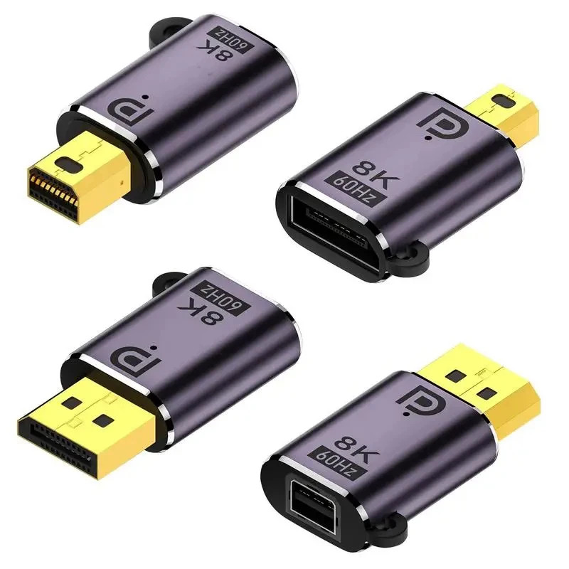 Set Di 4 Adattatori Mini DisplayPort 1.4 8K A 90° – Angolo Sinistro, Maschio/Femmina Per PC E TV