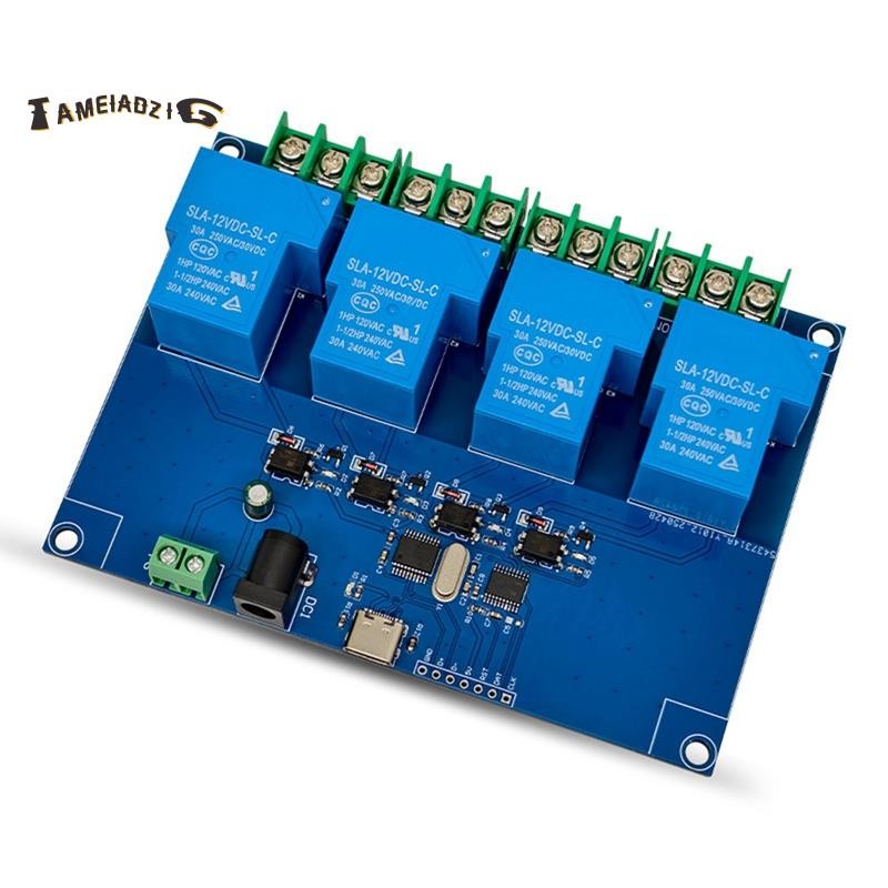 USB-คอมพิวเตอร์ Serial Port 4CH USB รีเลย์โมดูล 12V 30A USB-C รีเลย์ ...