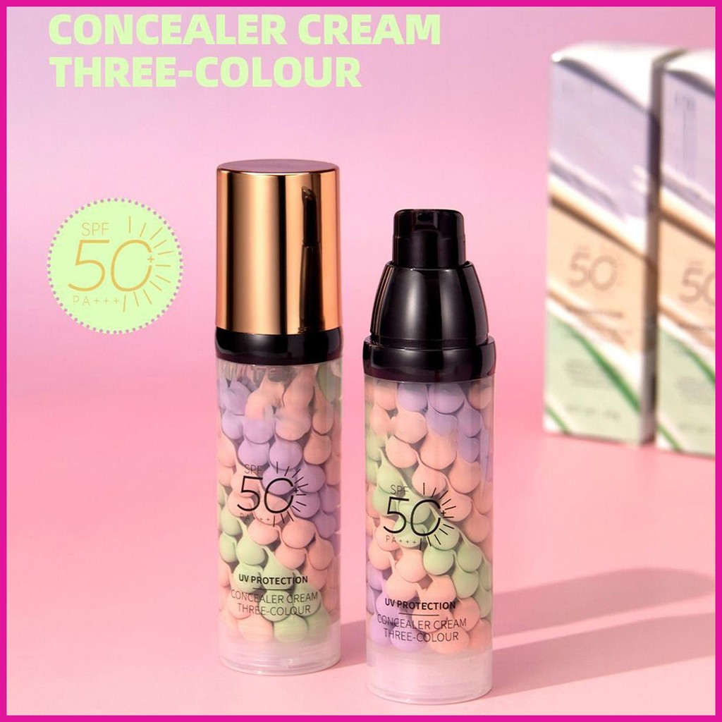 คอนซีลเลอร์แต่งหน้า 40g Color Corrector Primer 3 สี Brighten Foundation ...