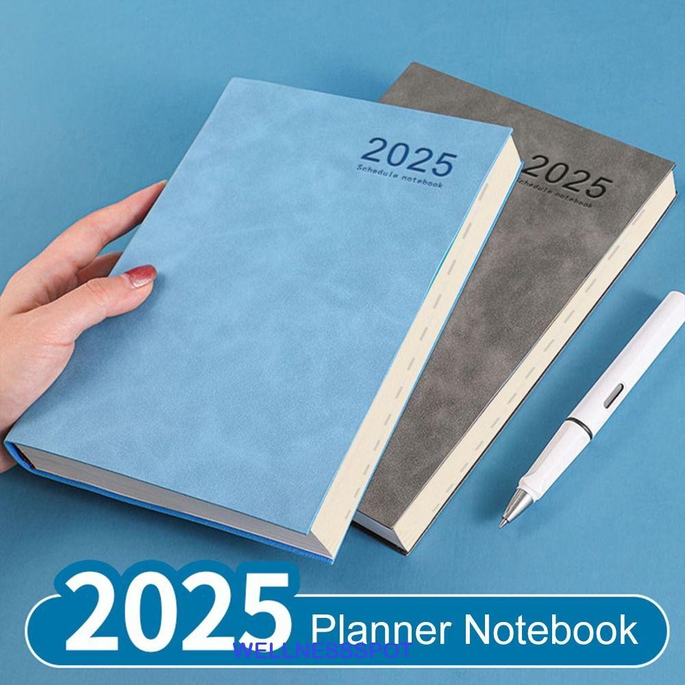 Wellnessspot 2025 A5 Agenda Notebook, Thicken PU 2025 Planner Notebook ...