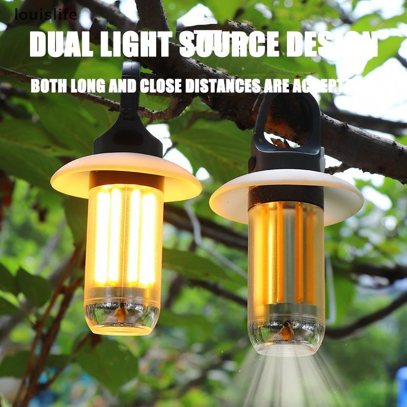 Leth Mini แบบพกพา Camping ไฟไฟฉาย LED แบบชาร์จไฟได้ Dual-light Warm ...