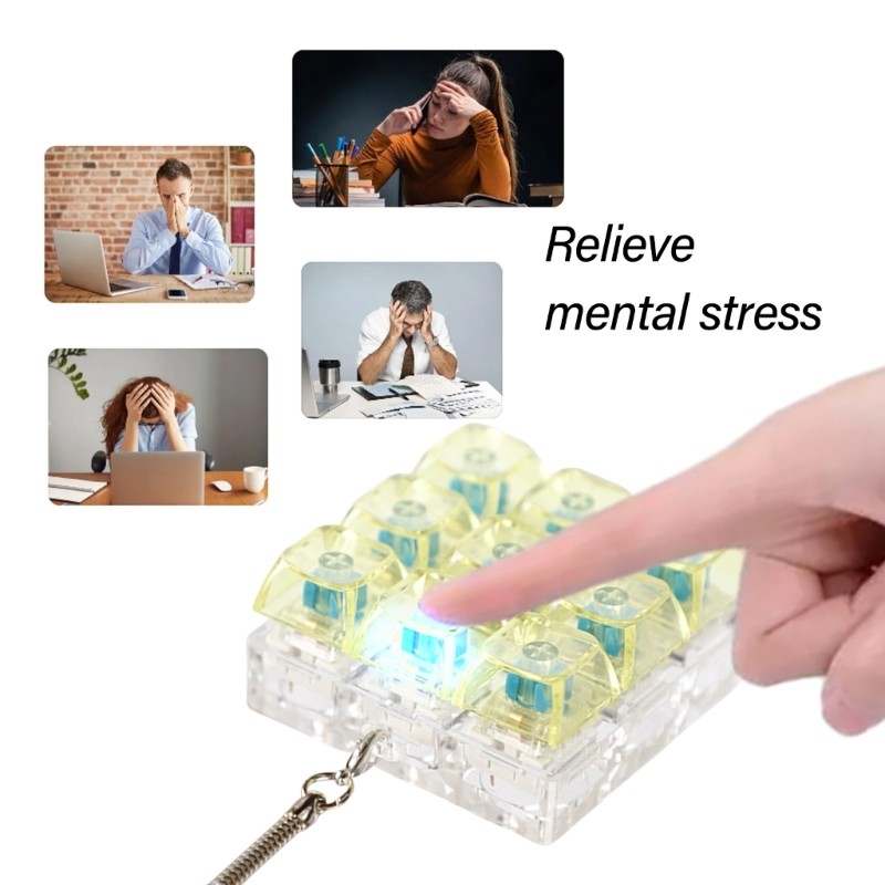 9 Key Mechanical Keycap Fidgets Toy With LED Light Stress Relief ...