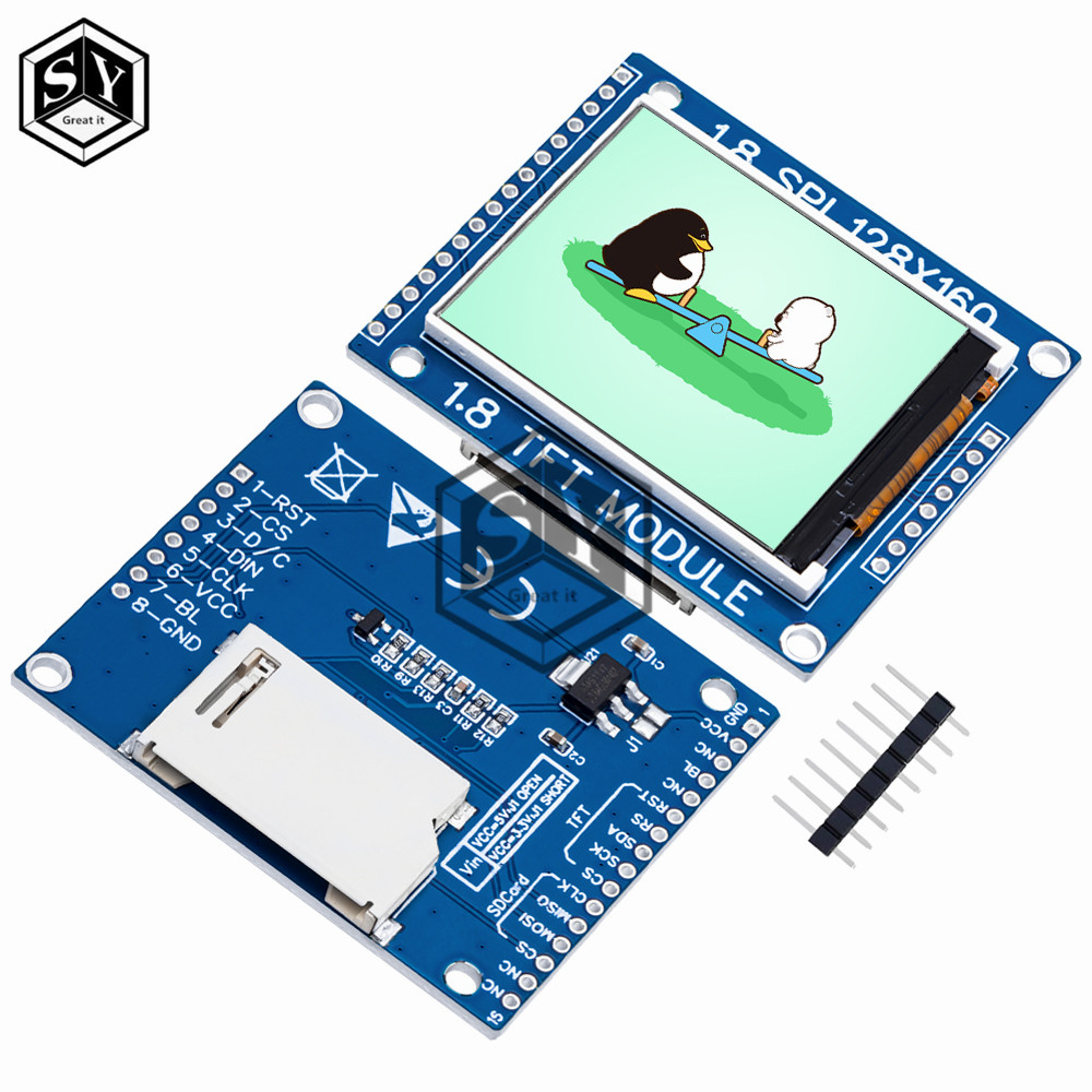 1.8 นิ้ว Serial SPI TFT โมดูล LCD จอแสดงผลอะแดปเตอร์ PCB IC 128x160 Dot ...