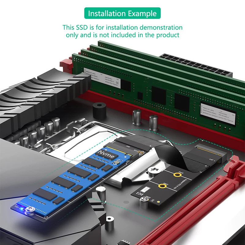30 ซม.M2 NVME SSD สาย 180 องศา PCI Express 4.0 X4 M Key Extender รองรับ ...