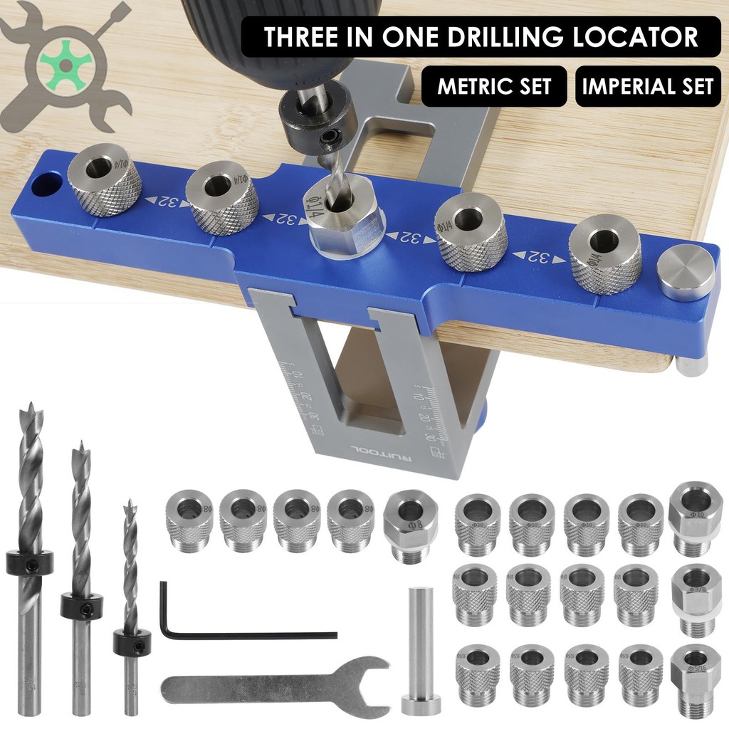 Dowelling Jig Kit อลูมิเนียมเจาะ Hole Guide Jig งานไม้แบบพกพาเจาะ ...