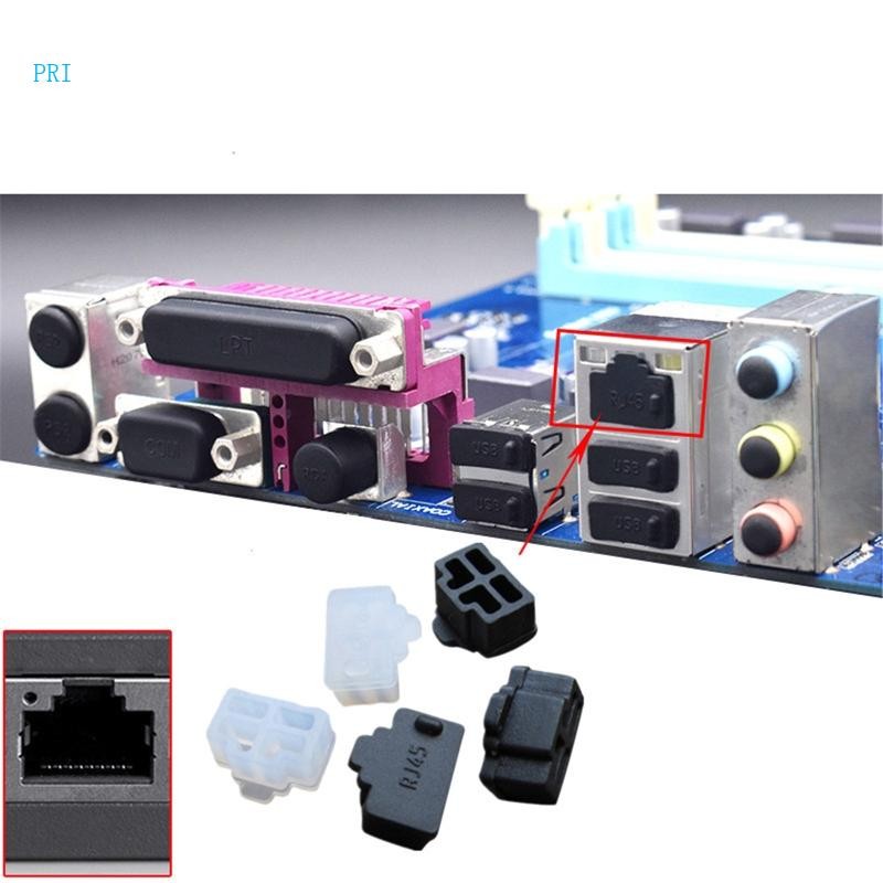 Pri 100 ชิ้นสีดํา Ethernet Hub พอร์ต RJ45 ป้องกันฝุ่นหมวก Protector ...