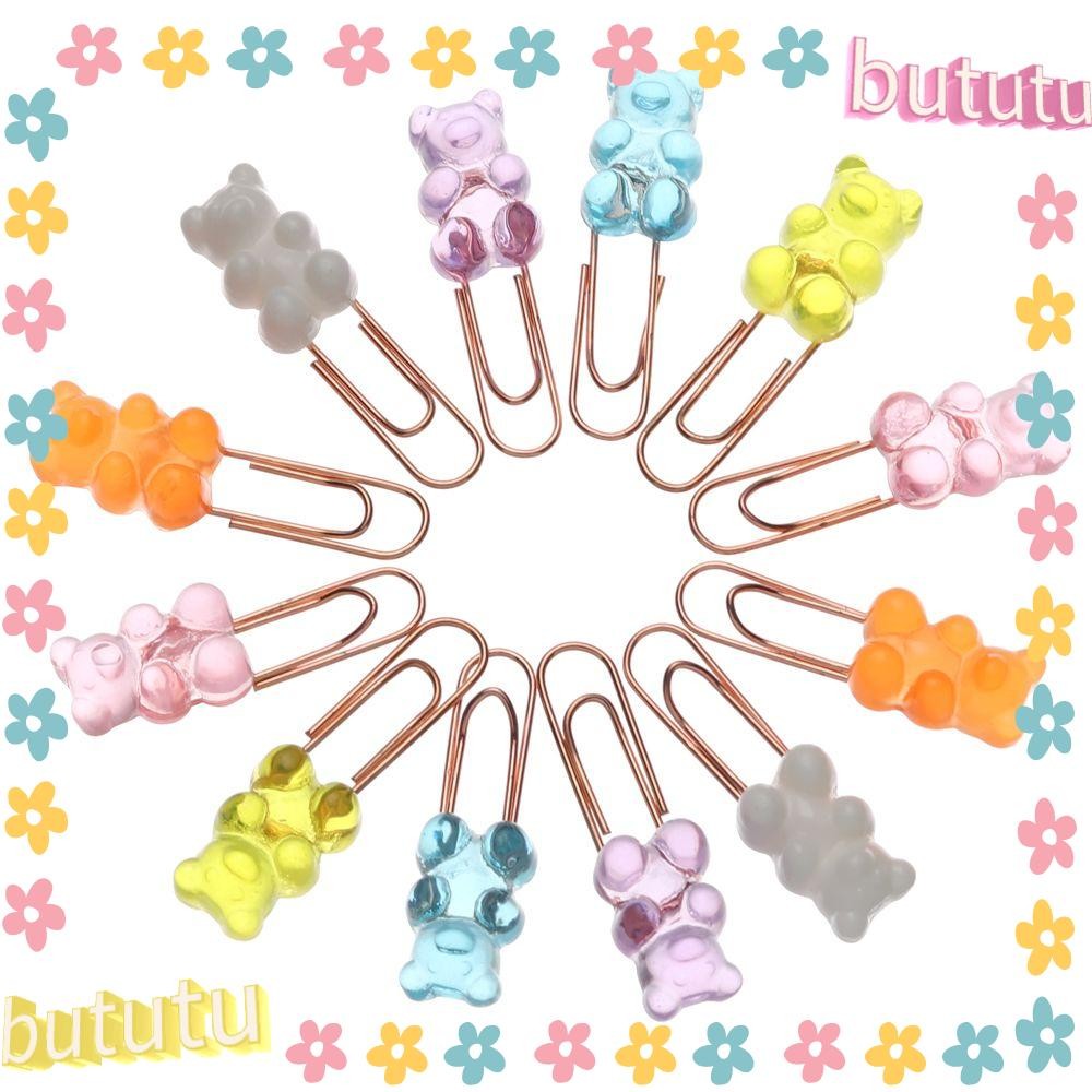 Butu 2 ชิ้น/เซ็ตคลิปหนีบกระดาษ Kawaii Rainbow Bear เครื่องเขียนบุ๊ค ...