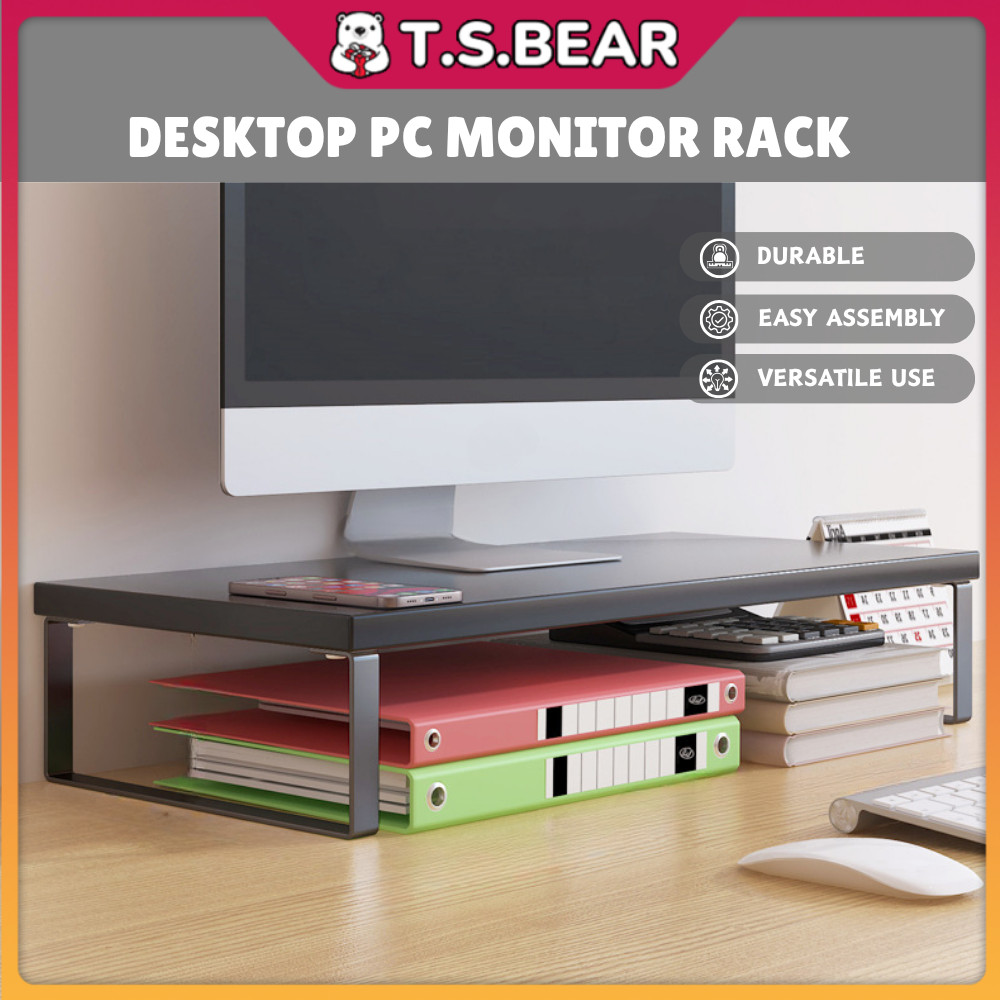 คอมพิวเตอร์ขาตั้งไม้เดสก์ท็อป PC Rack ตาราง Organizer Monitor Riser ขา ...