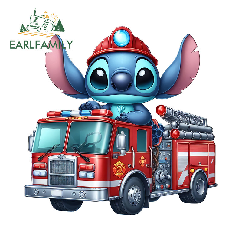 EARLFAMILY Stitch น่ารักรถสติกเกอร์ตลกรถจักรยานยนต์กระจกหมวกกันน็อคสเก็ ...