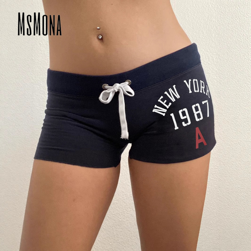 MsMona ผู้หญิง 2025 กางเกงขาสั้นกลางเอว Slim Fit Casual All Match ตัว ...
