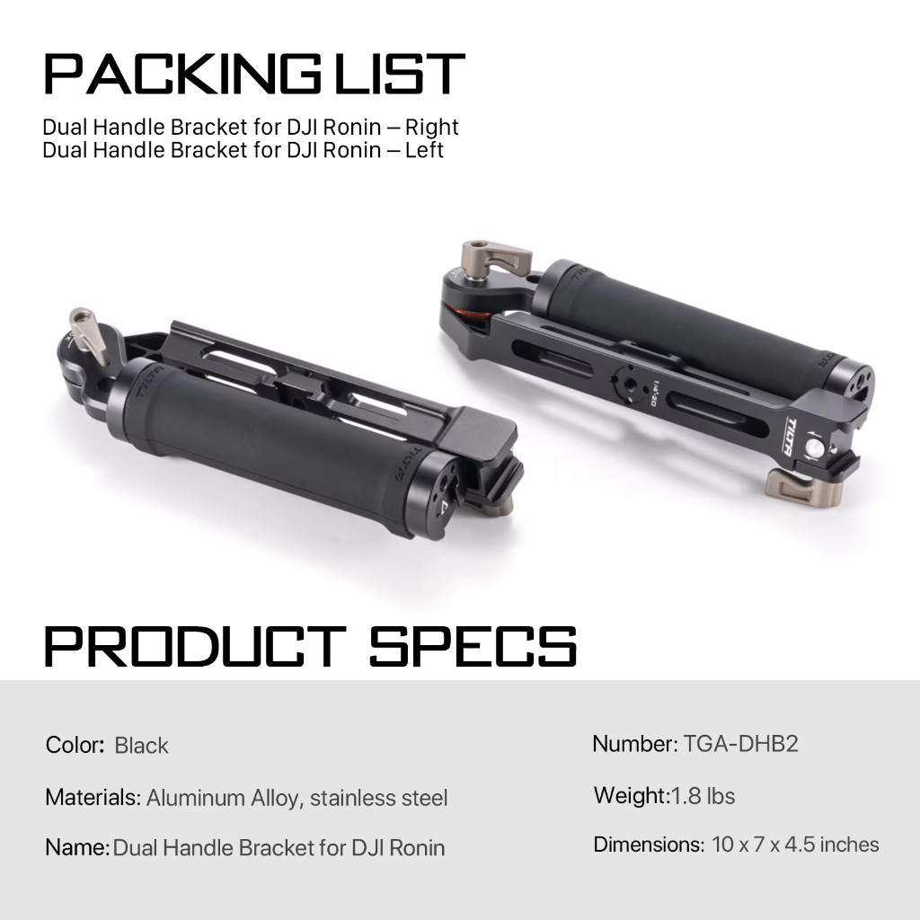 TILTA TGA-DHB2 Dual Handle Bracket สําหรับ DJI Ronin RS5 / RS3 Pro