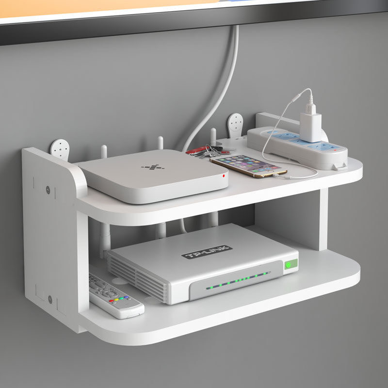 ชั้นวางติดผนัง ที่วางกล่องwifi ชั้นวางเราเตอร์ไม่เจาะผนัง PVC Router ...