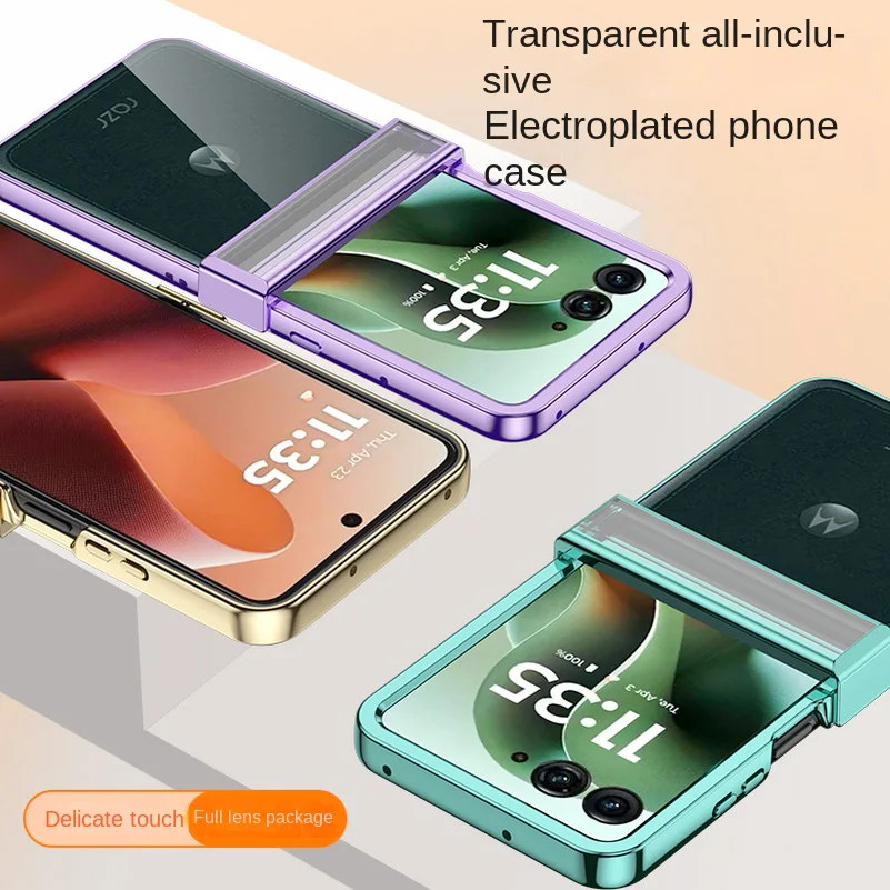Slim โปร่งใสไฟฟ้าพร้อมบานพับสําหรับ Motorola Razr 60 Ultra razr60 Moto ...